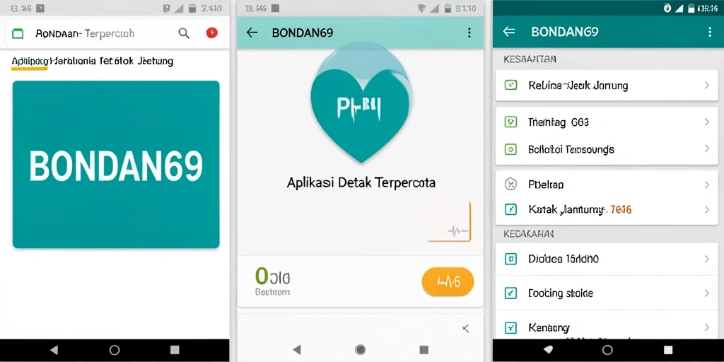 Antarmuka aplikasi BONDAN69 untuk memantau detak jantung.