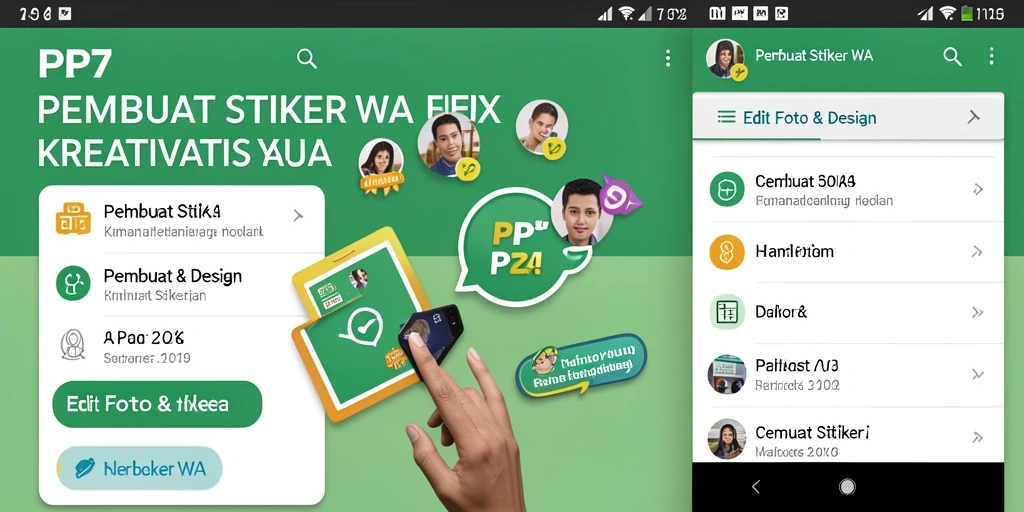 Antarmuka PP7 dengan fitur pembuat stiker yang intuitif.