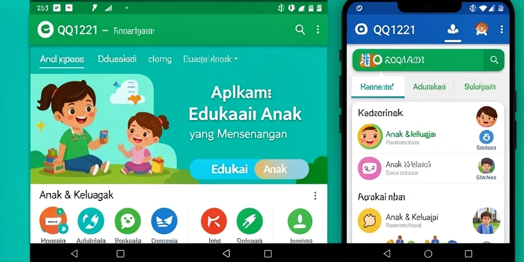 Antarmuka interaktif aplikasi QQ1221 untuk edukasi anak.