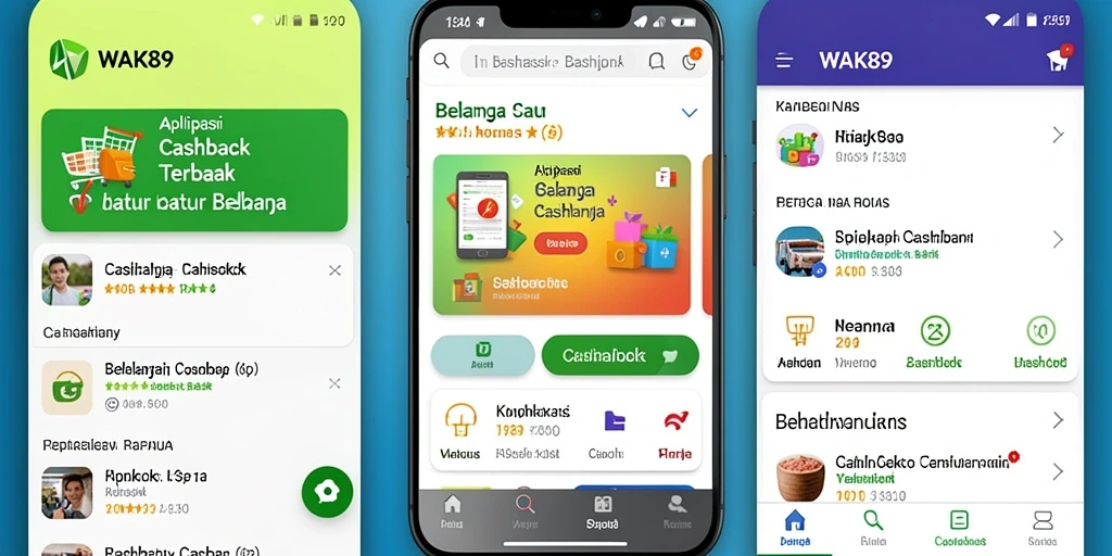 Tampilan utama aplikasi WAK89 dengan fitur cashback yang menarik.