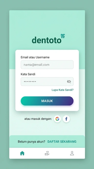 Tampilan halaman login dentoto